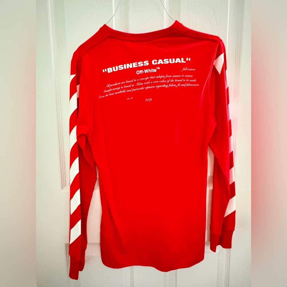 OFF-WHITE Authentic Bernini Long Sleeve Tee, Red, Size XS, EUC - Picture 3 of 12